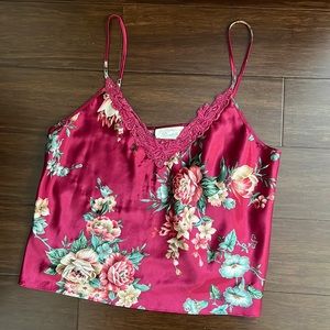 Vintage Dentelle Floral Lace Silky Pajama Tank